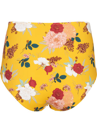 Hochtaillierte Bikinihose mit Blumenprint, Yellow Flower Print, Packshot image number 1
