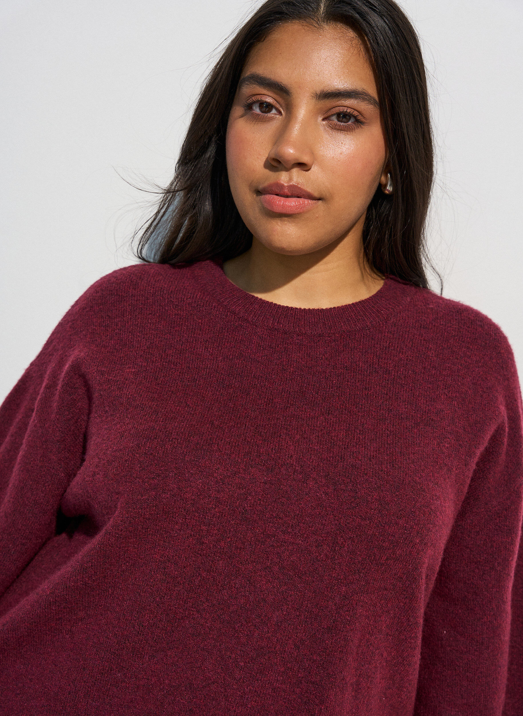 ZizziLocker sitzende Strickshirt mit kurzen &Auml;rmeln, Rot, Model image number 3