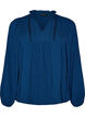Bluse mit V-Ausschnitt und H&auml;kelband, Blau, Packshot image number 0