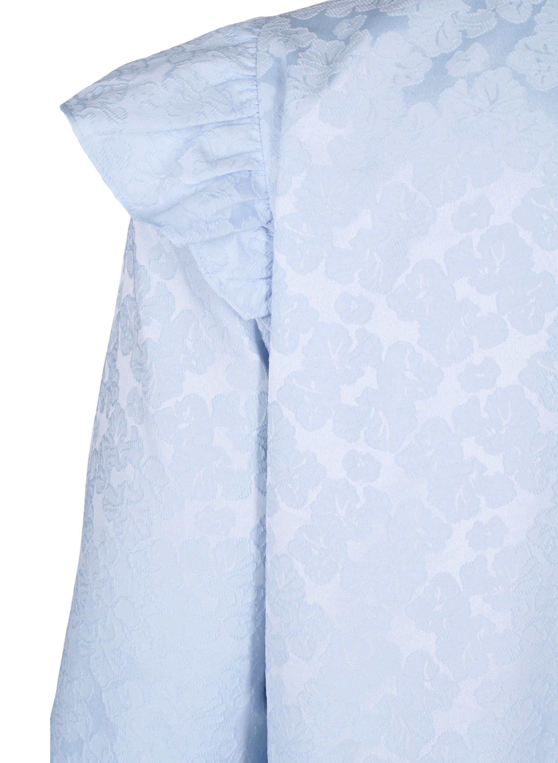 ZizziJacquardkleid mit langen &Auml;rmeln und R&uuml;schen, Blau, Packshot image number 3