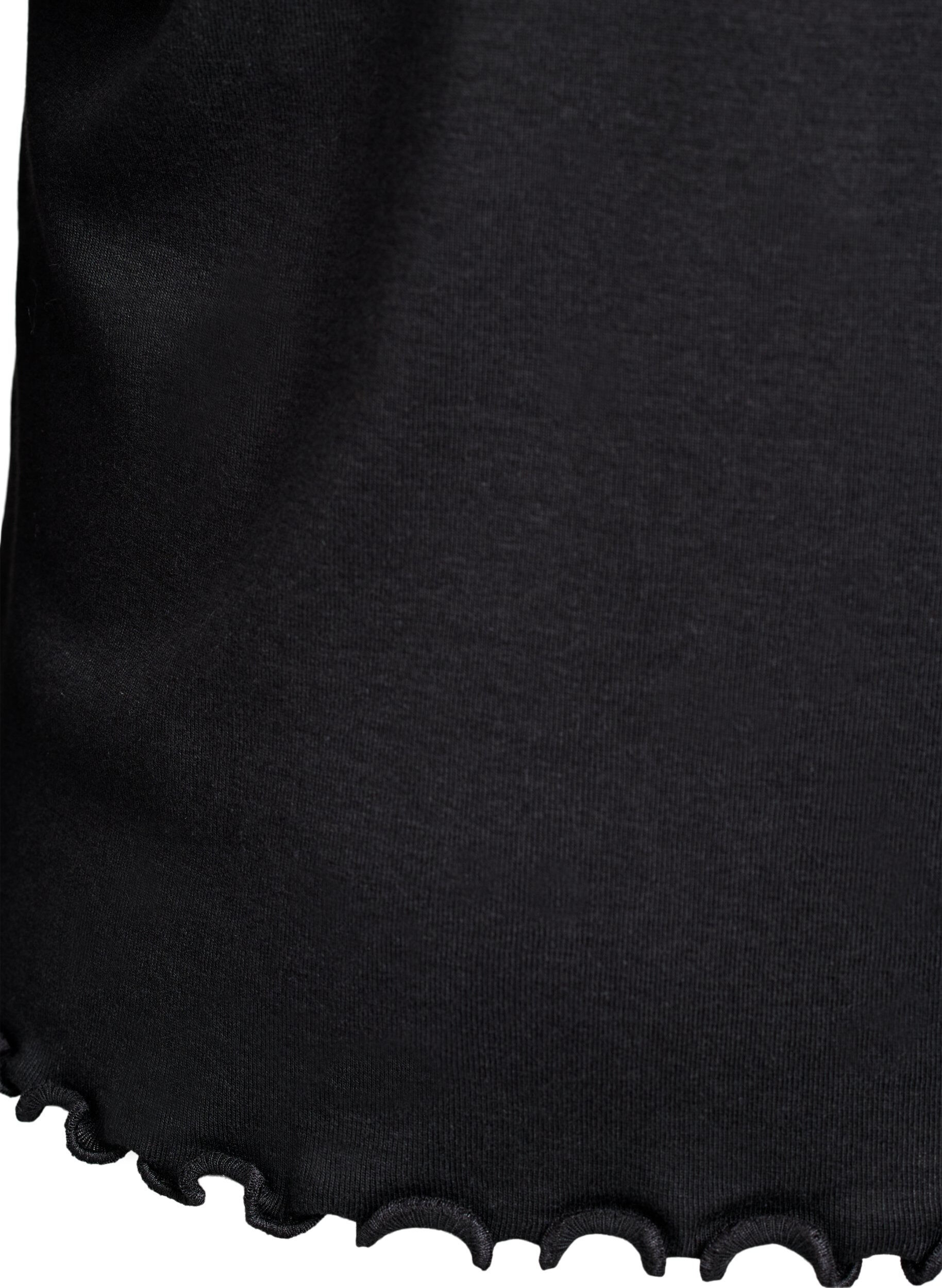 ZizziJerseybluse mit Kn&ouml;pfen und welligen Kanten, Schwarz, Packshot image number 3