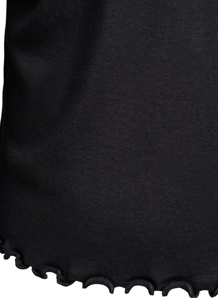 Jerseybluse mit Knöpfen und welligen Kanten, Schwarz, Packshot image number 3