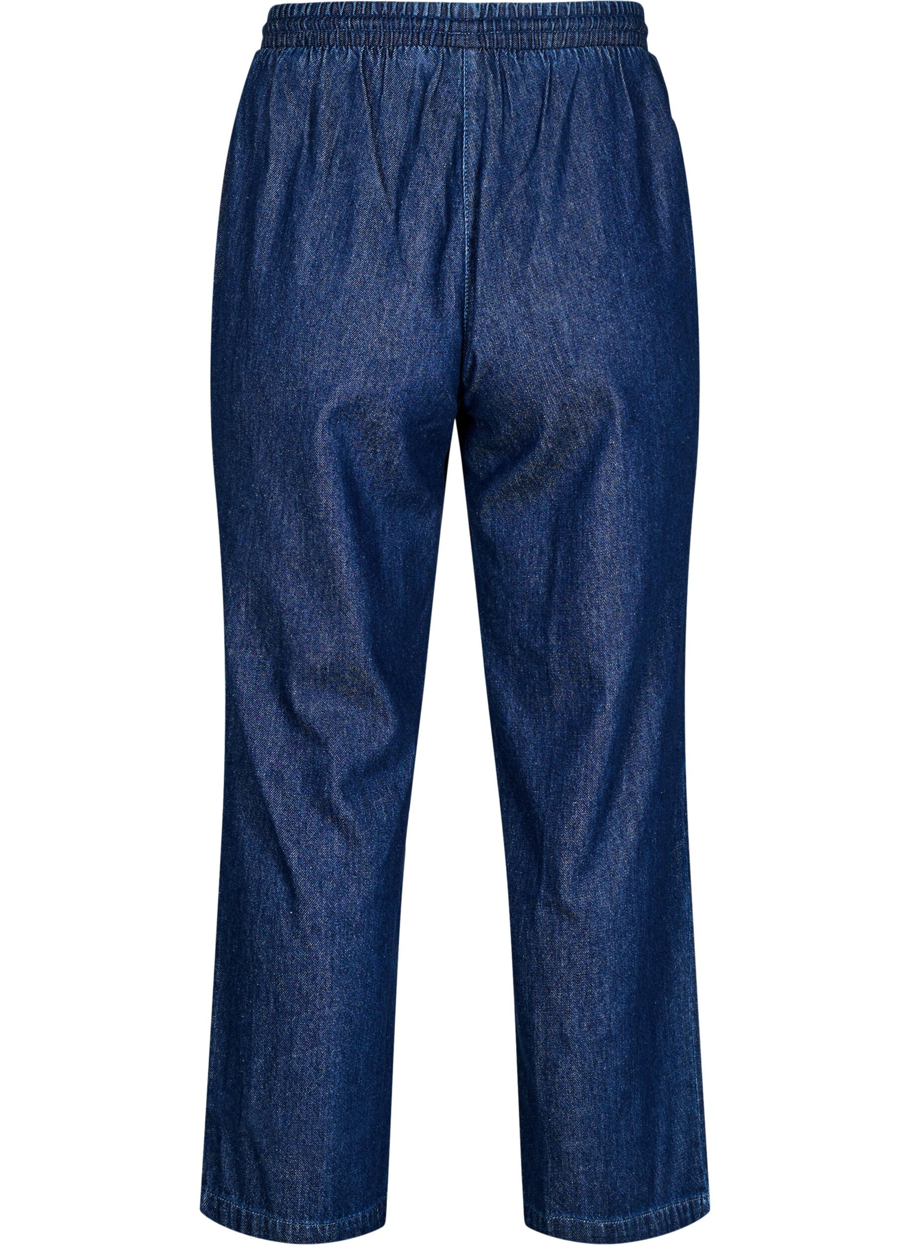 ZizziGerade geschnittene Jeans mit elastischem Bund, Blau, Packshot image number 1