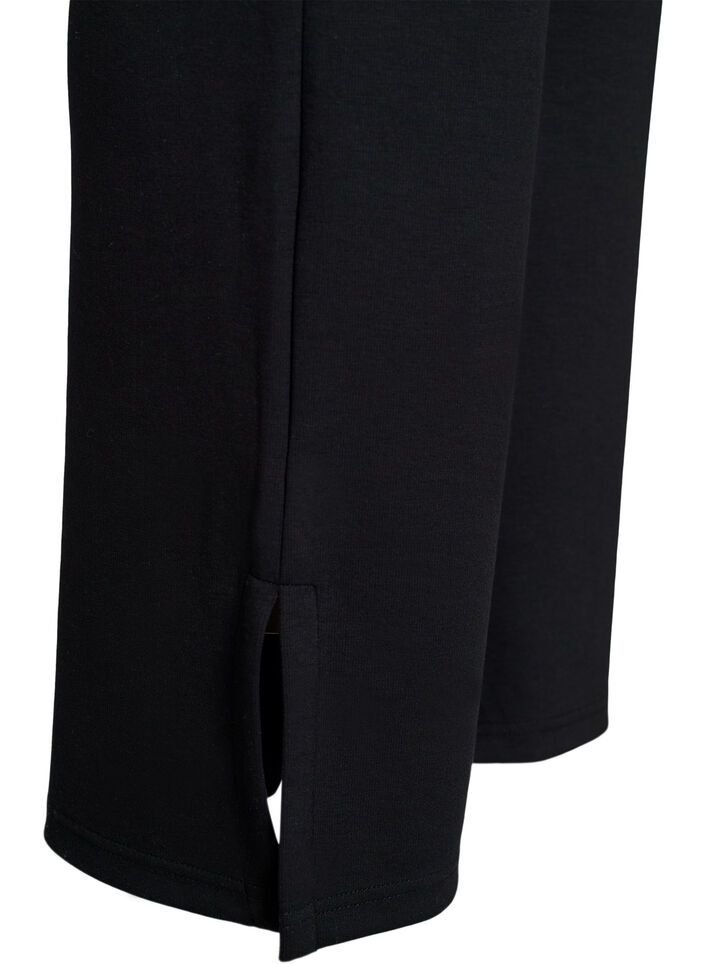 Flare-Jerseyhose mit Schlitzen und hoher Taille, Schwarz, Packshot image number 3