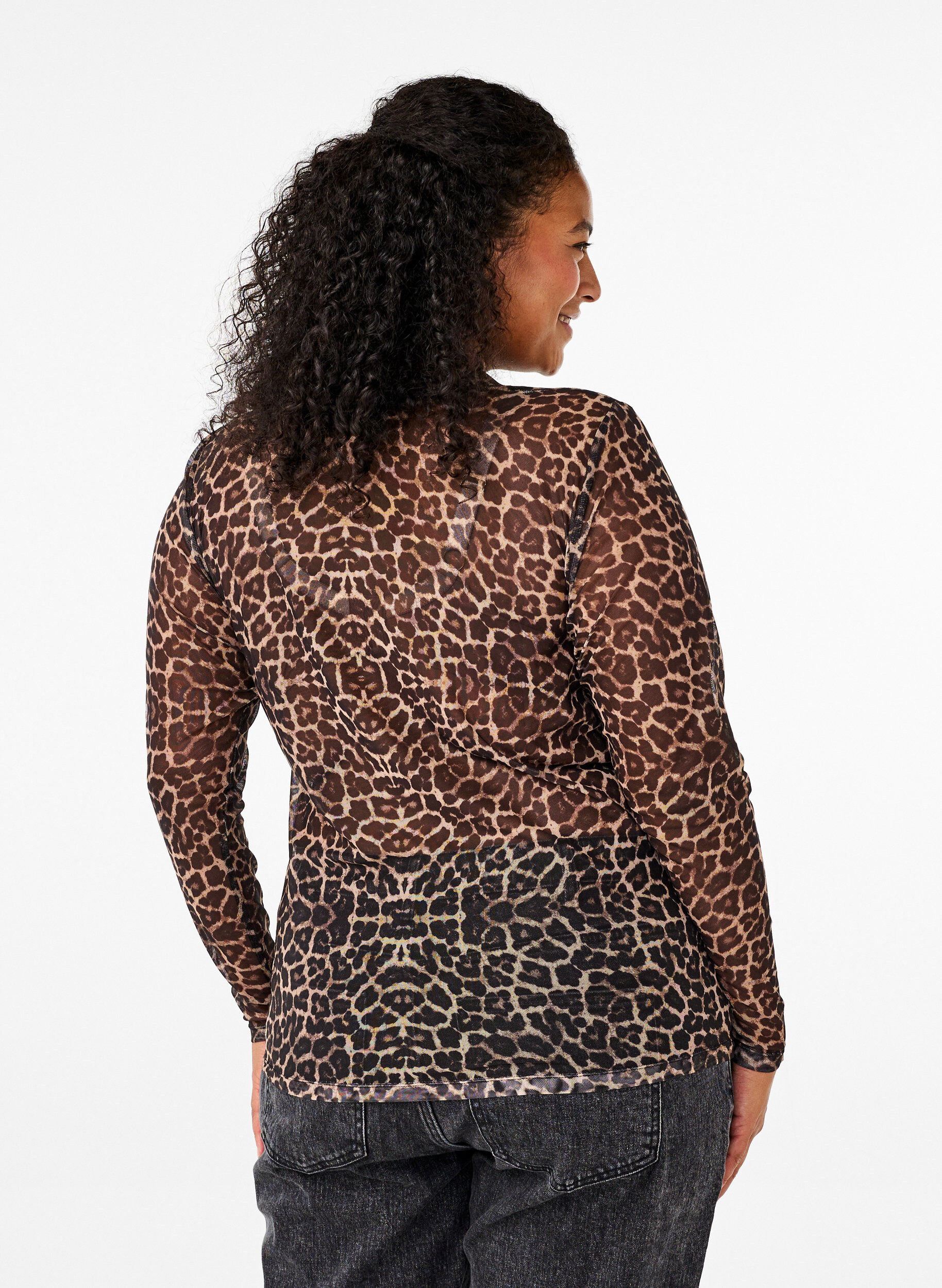 ZizziNetzbluse mit Leopardenmuster, Braun, Model image number 2