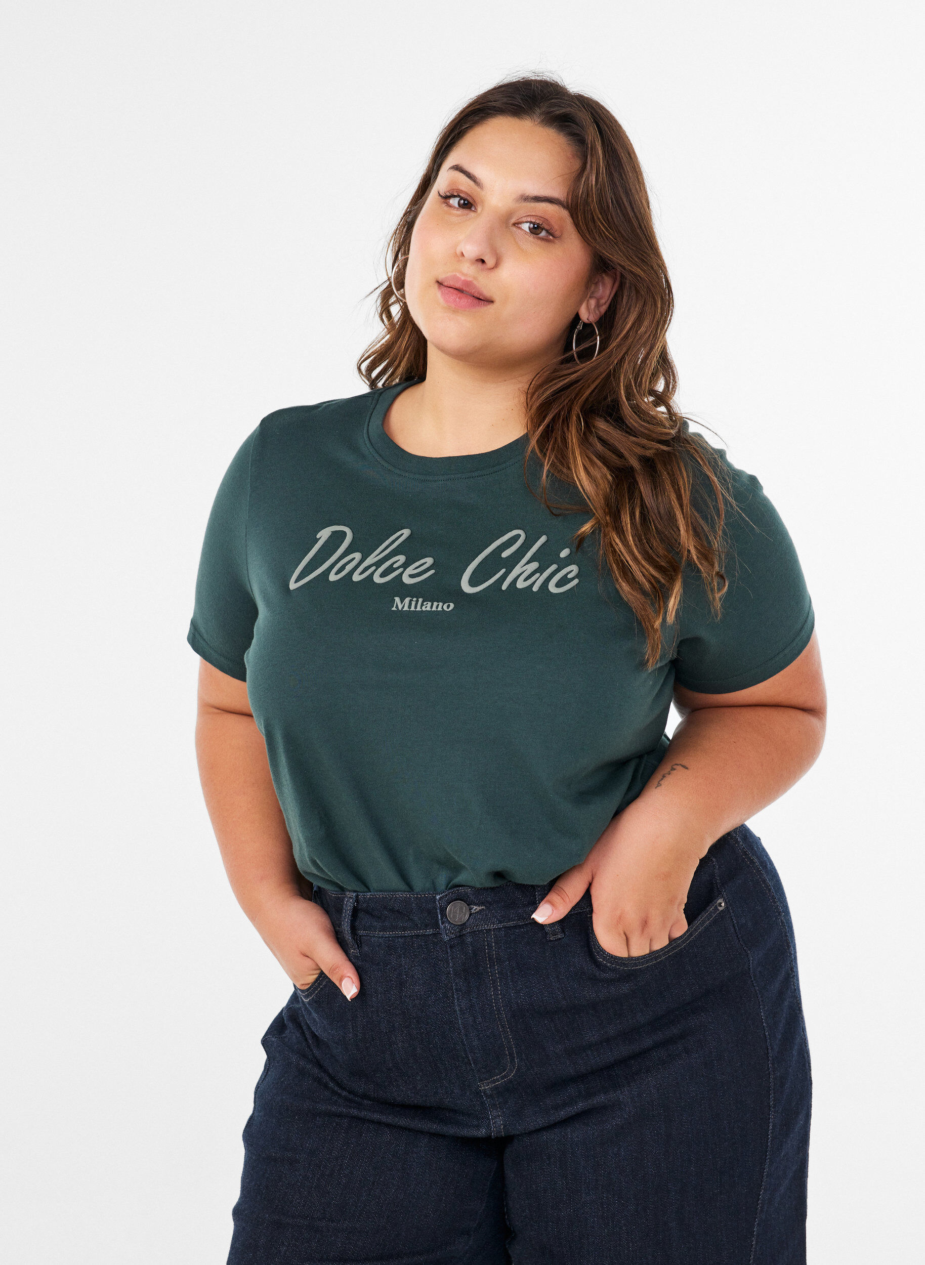 ZizziT-Shirt aus Bio-Baumwolle mit Print, Gr&uuml;n, Model image number 0