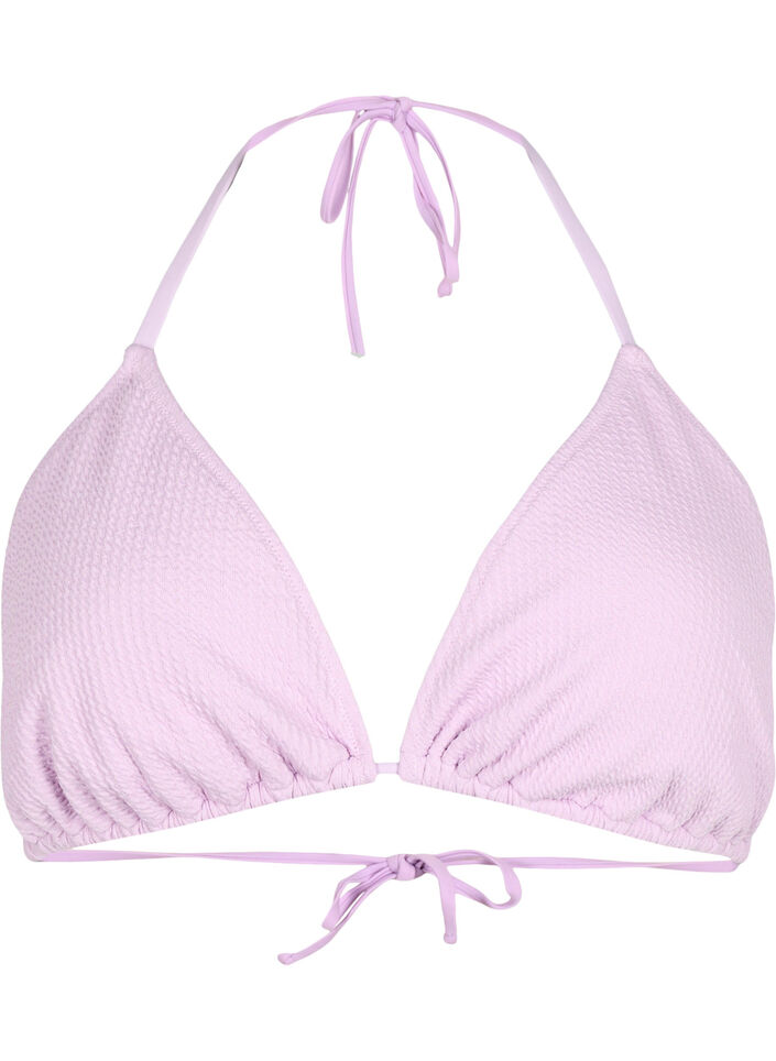 Triangel-Bikinioberteil mit Kreppstruktur, Lila, Packshot image number 0