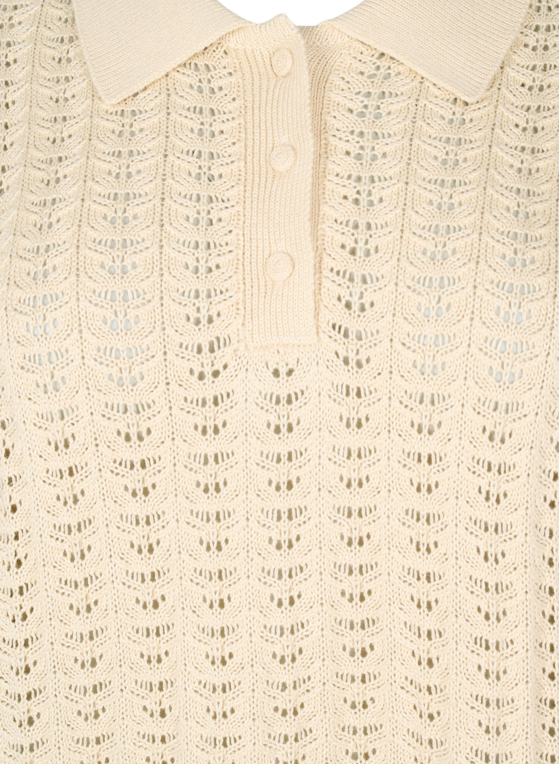 ZizziGestricktes Poloshirt mit Lochmuster, Beige, Packshot image number 2