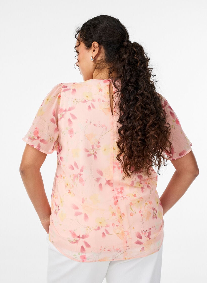 Bluse mit Blumenprint und luftigen &Auml;rmeln, Orange, Model image number 2