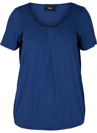 Kurzarm T-Shirt mit Rundhals und Spitze, Twilight Blue, Packshot image number 0