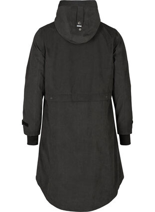 Wasserdichte Jacke mit Kapuze und verstellbarer Taille, Black, Packshot image number 1