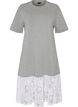 Lockeres T-Shirt-Kleid mit Spitzen, Grau, Packshot image number 0