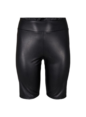 Glänzende, eng anliegende Shorts mit hoher Taille, Black, Packshot image number 0