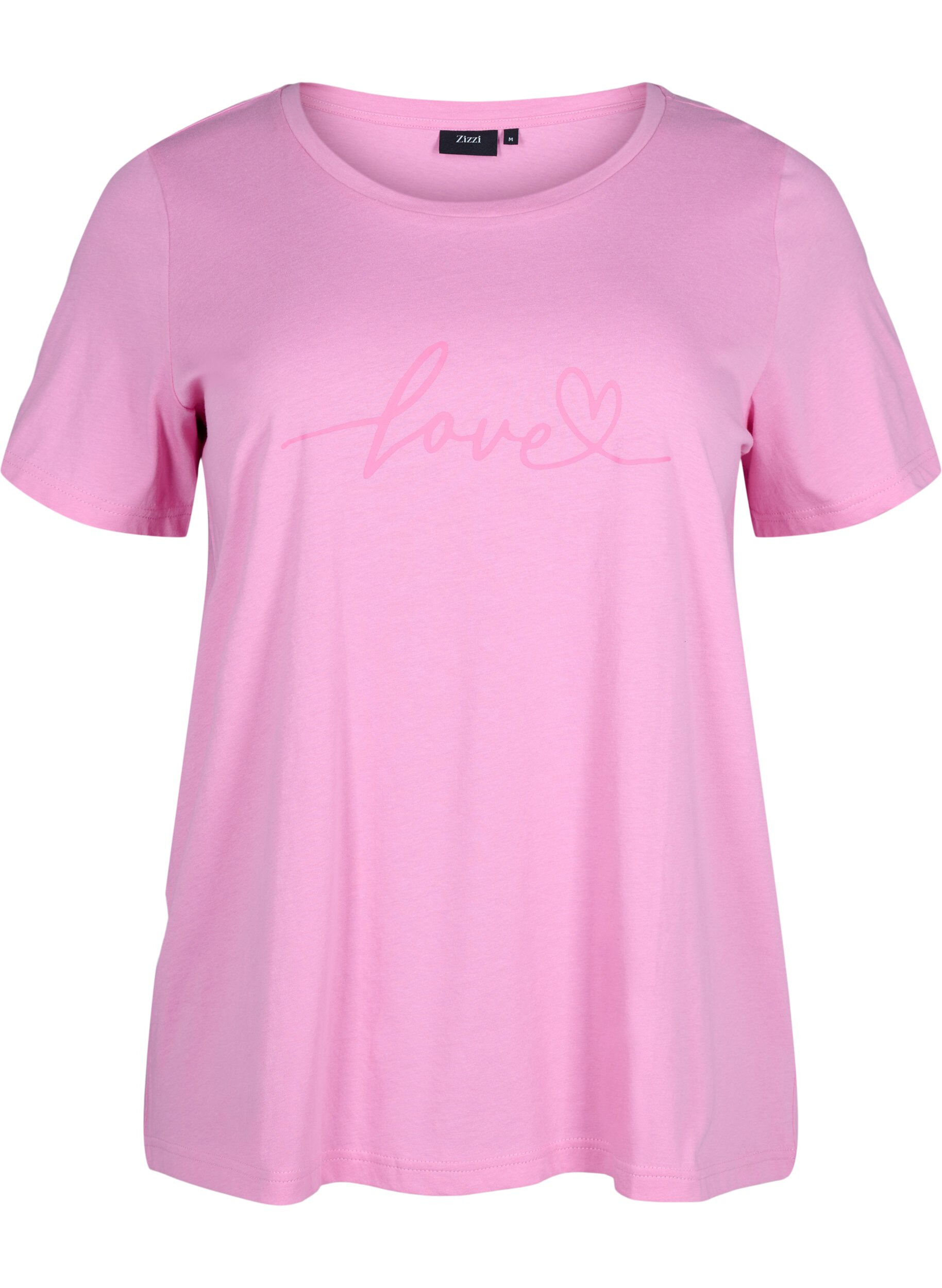 ZizziT-Shirt aus Baumwolle mit Rundhalsausschnitt und Aufdruck, RoseBloom W. Love, Packshot image number 0