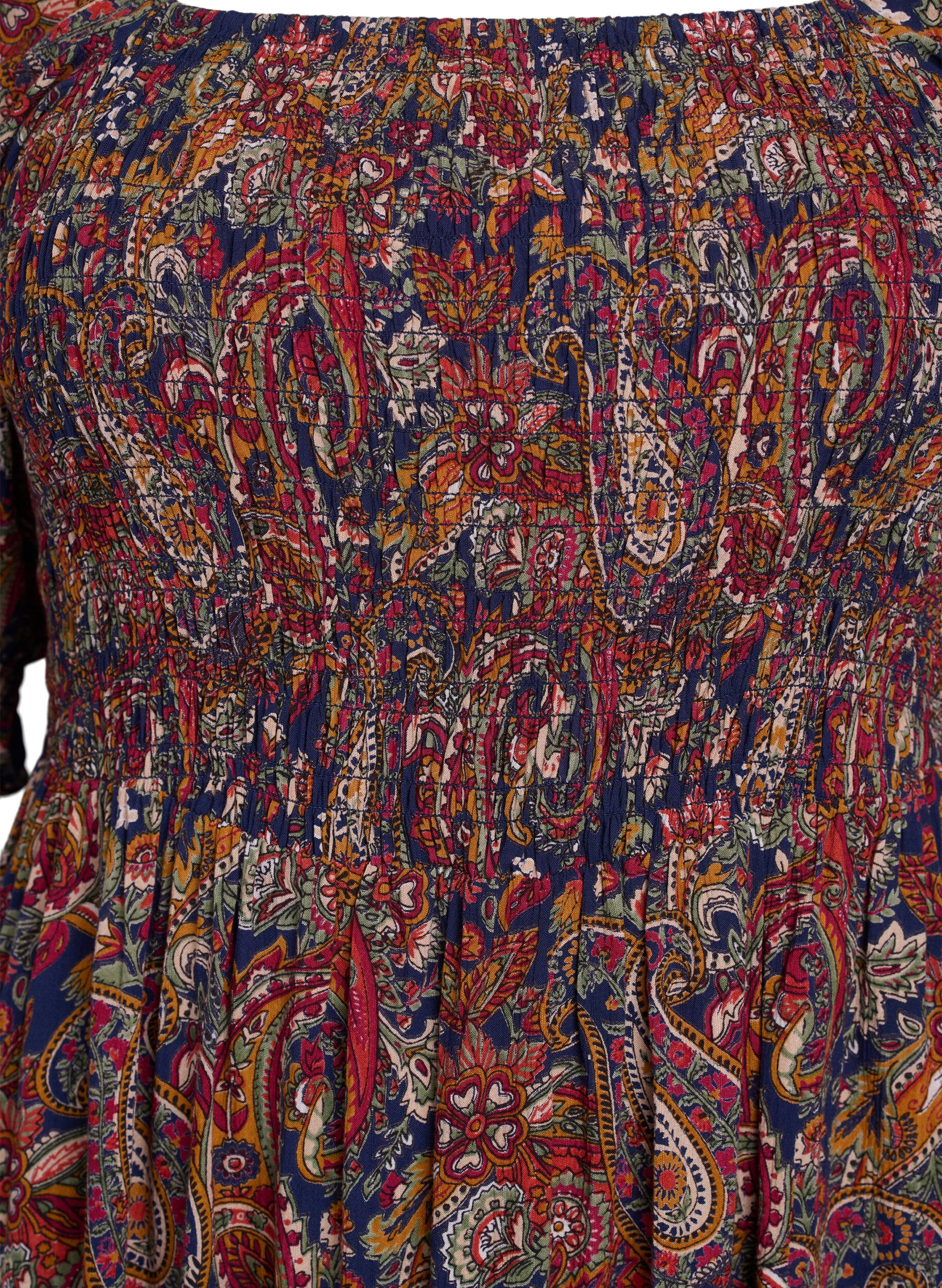 ZizziSommerkleid aus Viskose mit Paisleymuster, Blau, Packshot image number 2