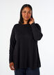 Gestrickte Bluse aus Baumwoll-Viskose-Mischung, Schwarz, Model image number 0
