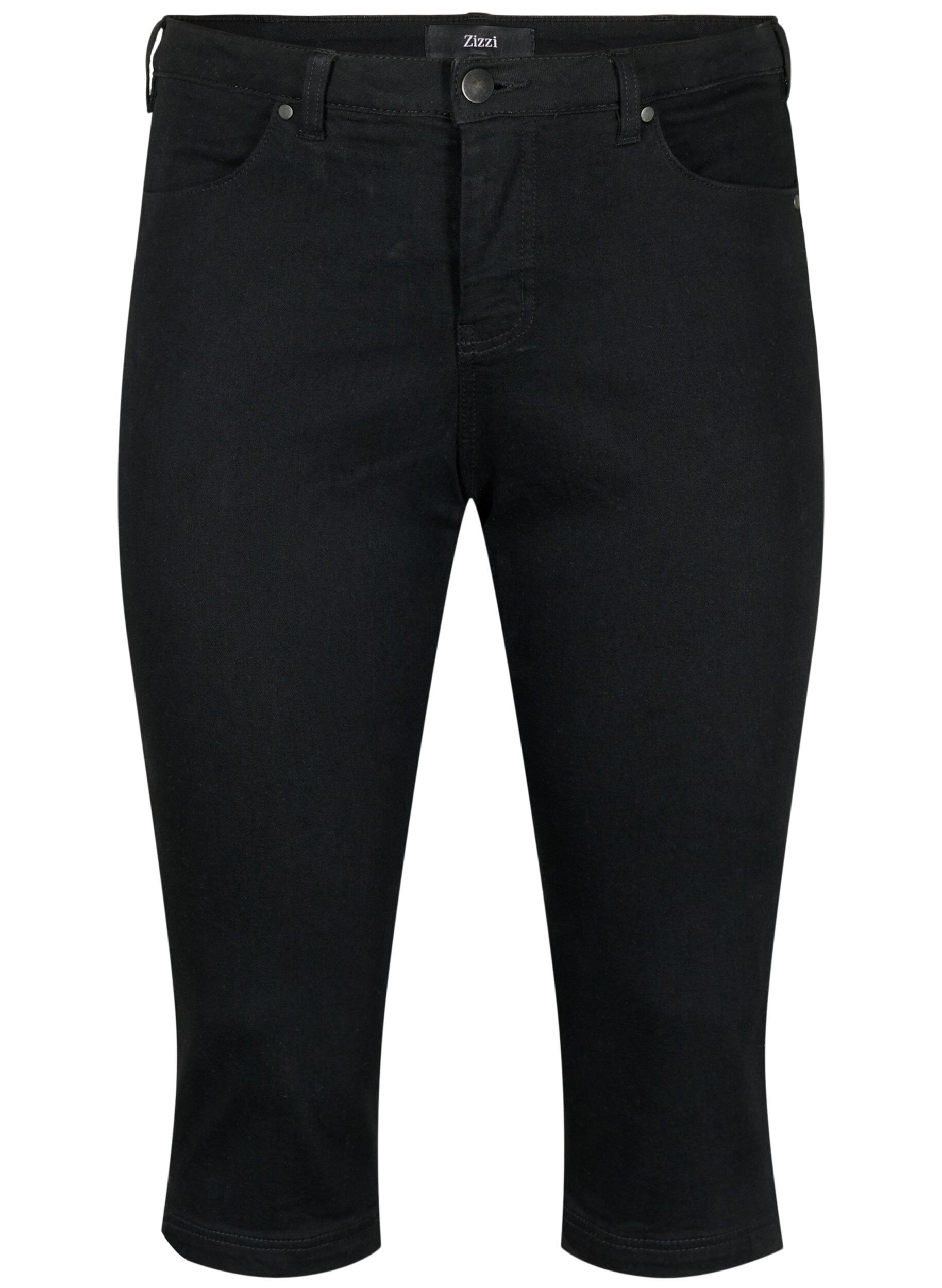ZizziEmily Schmale Passform Denim-Caprihose, Black, Packshot image number 0