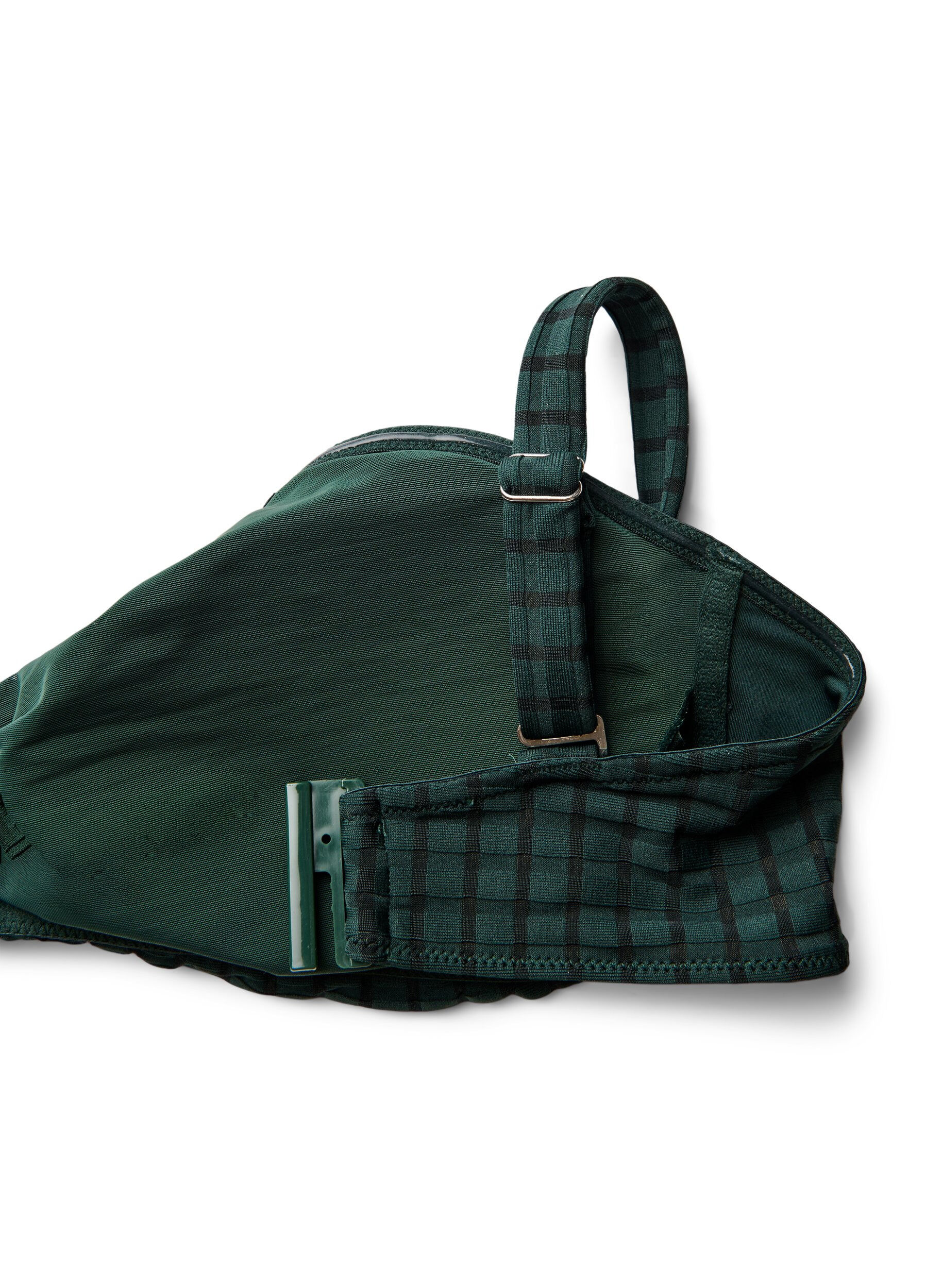 ZizziKariertes Bikinioberteil mit abnehmbaren Tr&auml;gern, Gr&uuml;n, Packshot image number 3