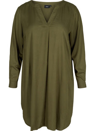 Langarm Kleid aus Viskose, Ivy Green, Packshot image number 0