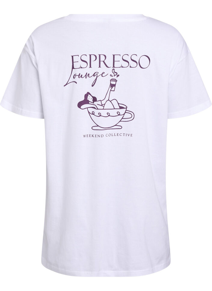 Langes Nachthemd aus Bio-Baumwolle mit Print, Wei&szlig;, Packshot image number 1