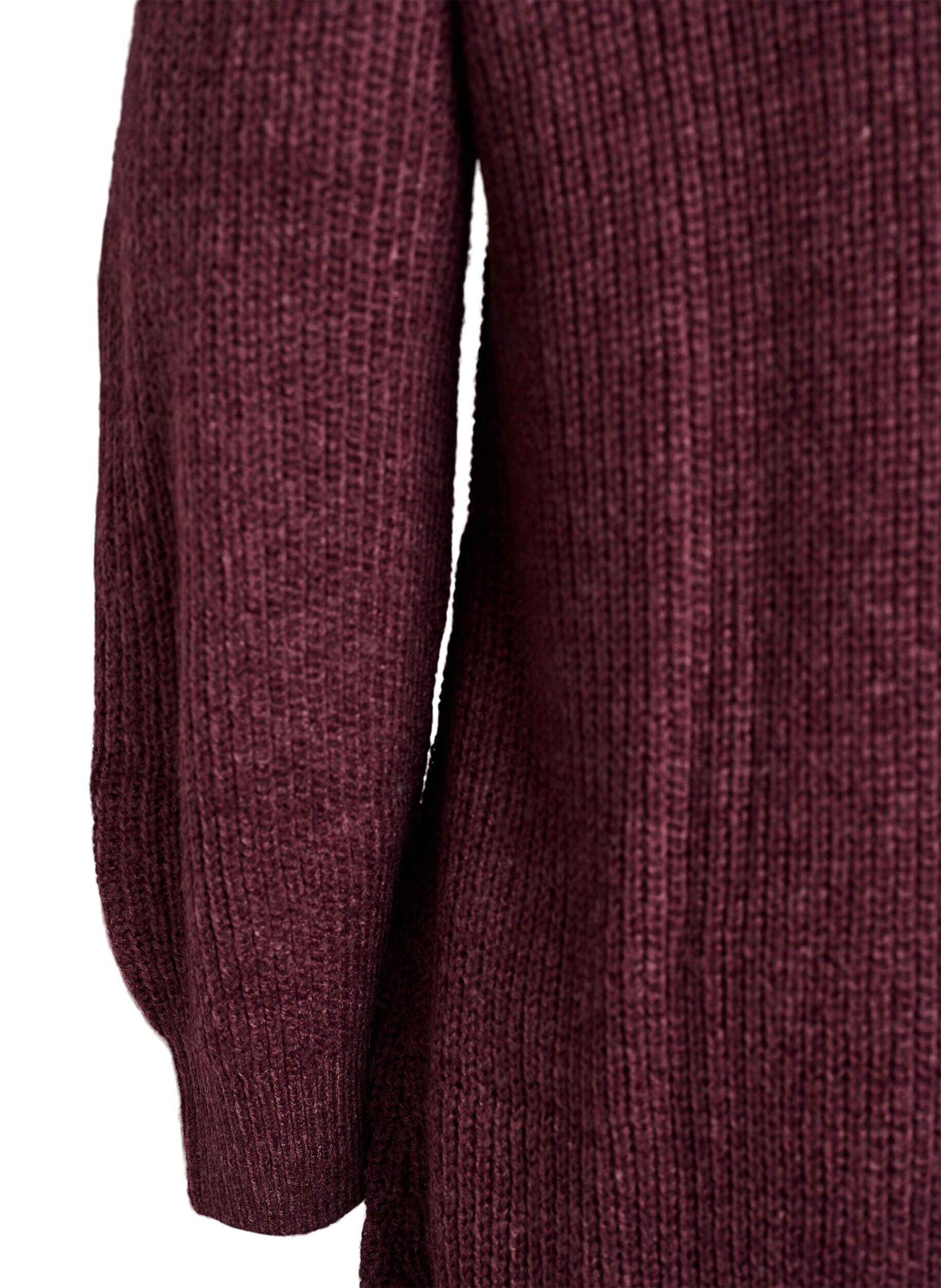 ZizziFLASH - Kurzes Strickkleid mit hohem Kragen, Rot, Packshot image number 3