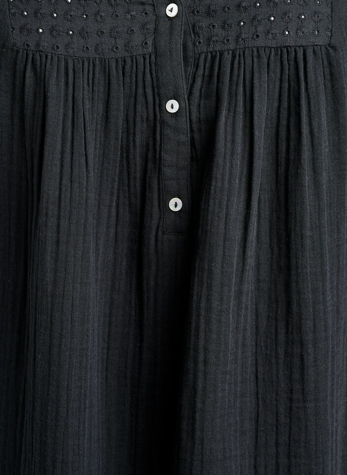 Tunika aus Baumwollmusselin mit Broderie Anglaise, Schwarz, Packshot image number 2