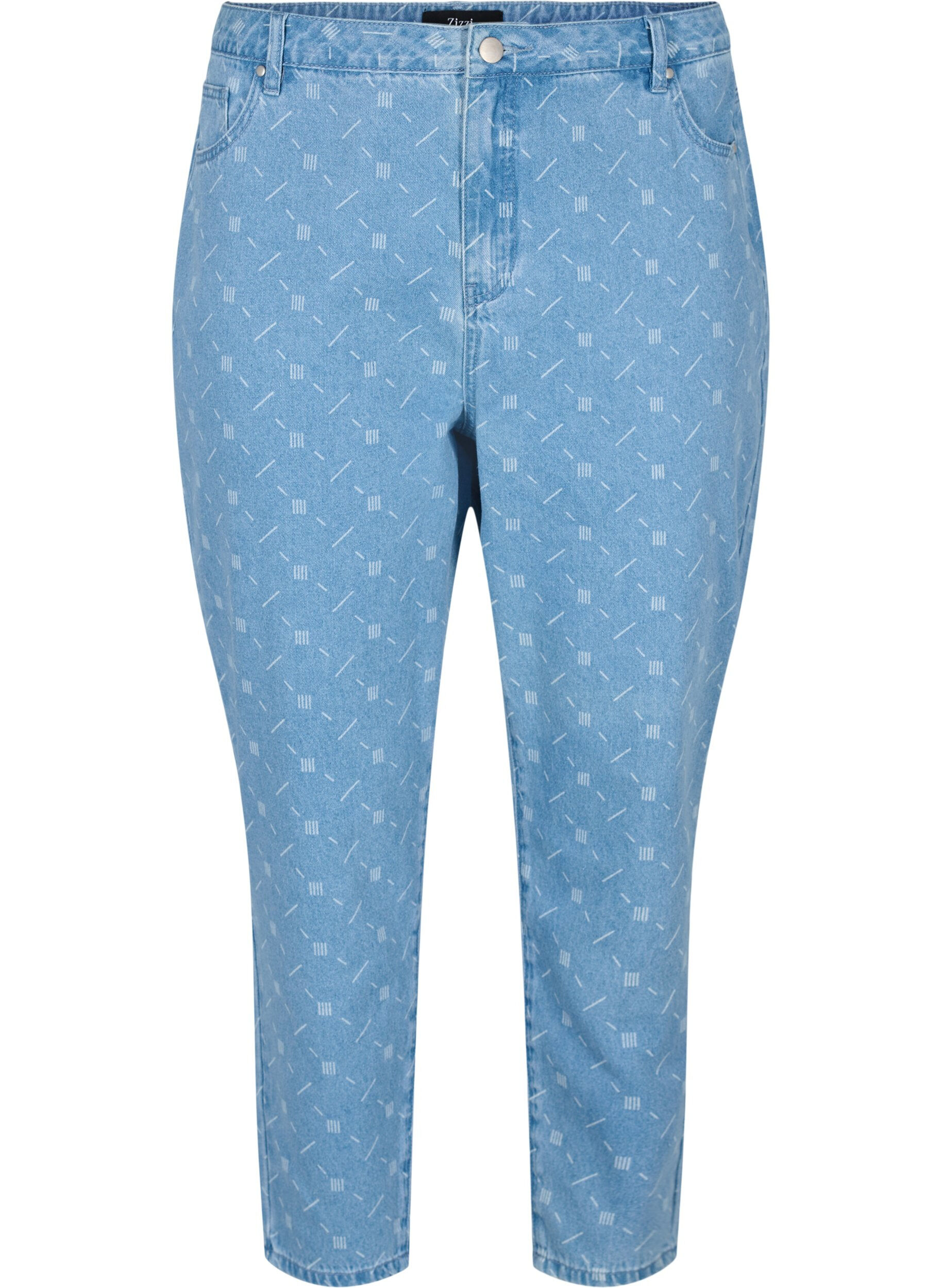 ZizziMille Mom Fit Jeans mit Print, Light blue denim, Packshot image number 0