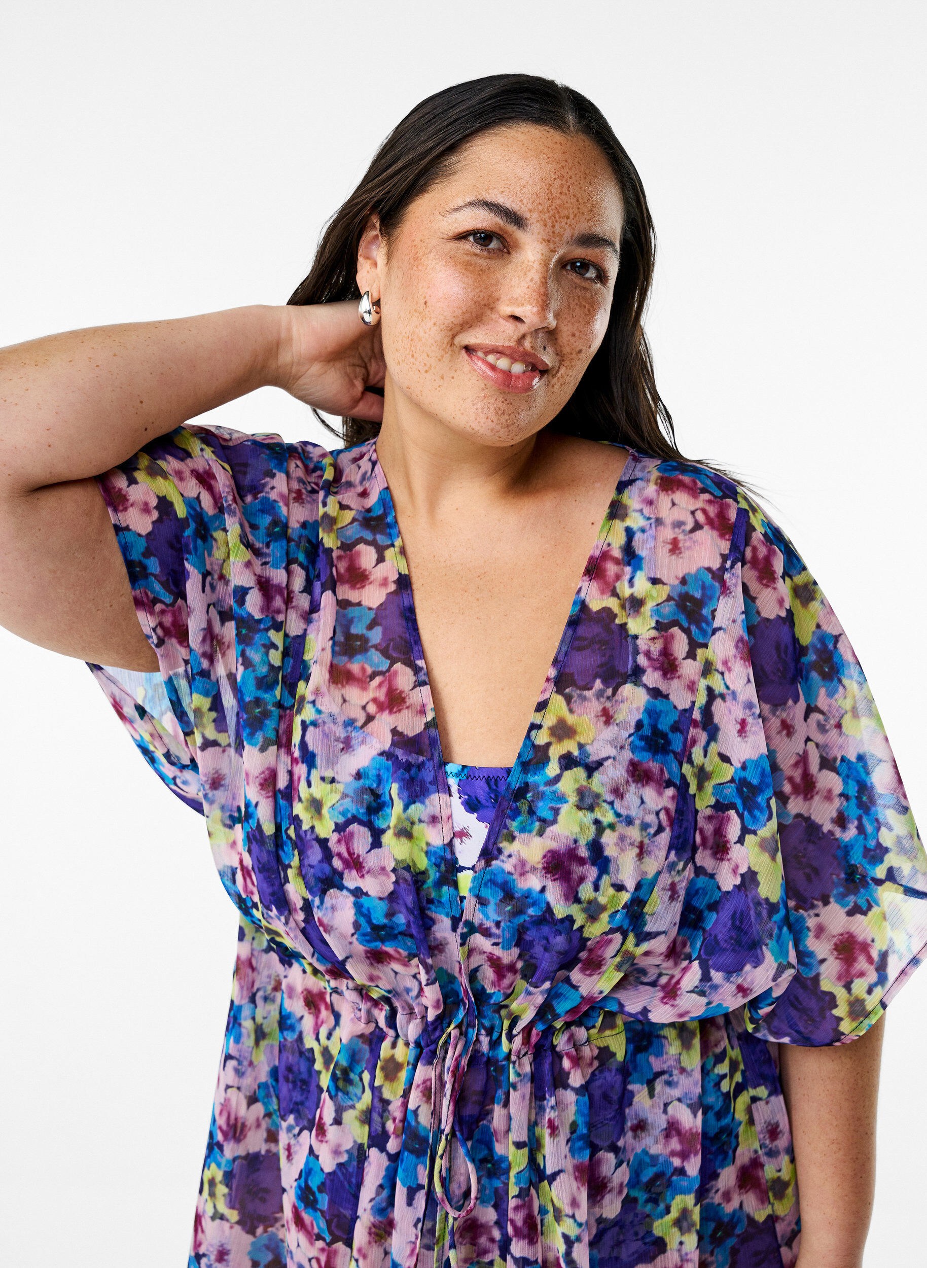 ZizziStrand-Kimono mit Druck, Blau, Model image number 2