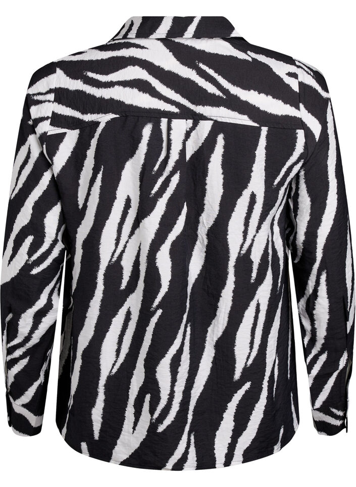 Bluse mit Zebraprint, Schwarz, Packshot image number 1