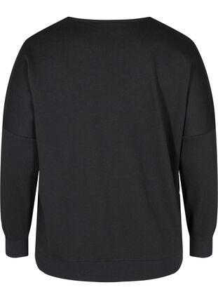 Einfarbiges Sweatshirt mit Spitzendetails, Black, Packshot image number 1
