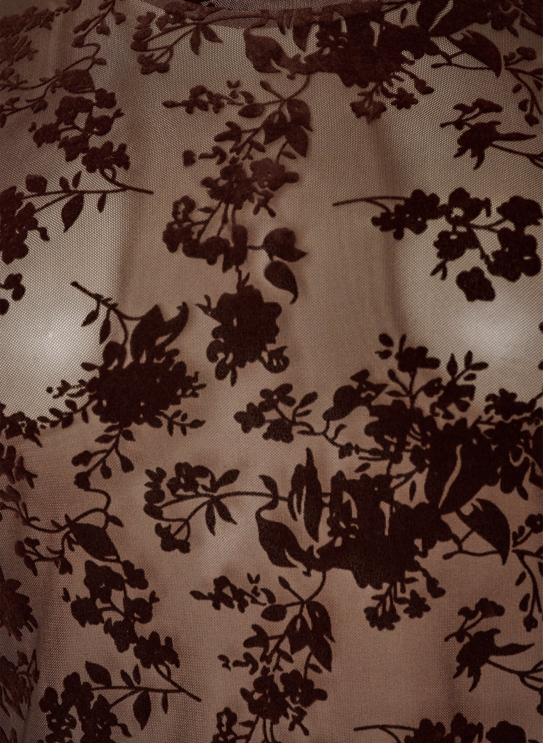 ZizziBluse aus Mesh mit gebl&uuml;mtem Muster, Braun, Packshot image number 2