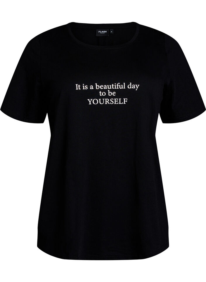 T-Shirt mit Print, Schwarz, Packshot image number 0