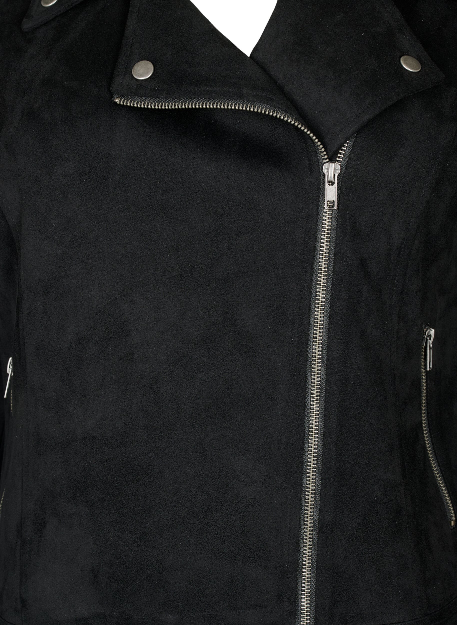 ZizziBikerjacke aus Wildlederimitat, Black, Packshot image number 2