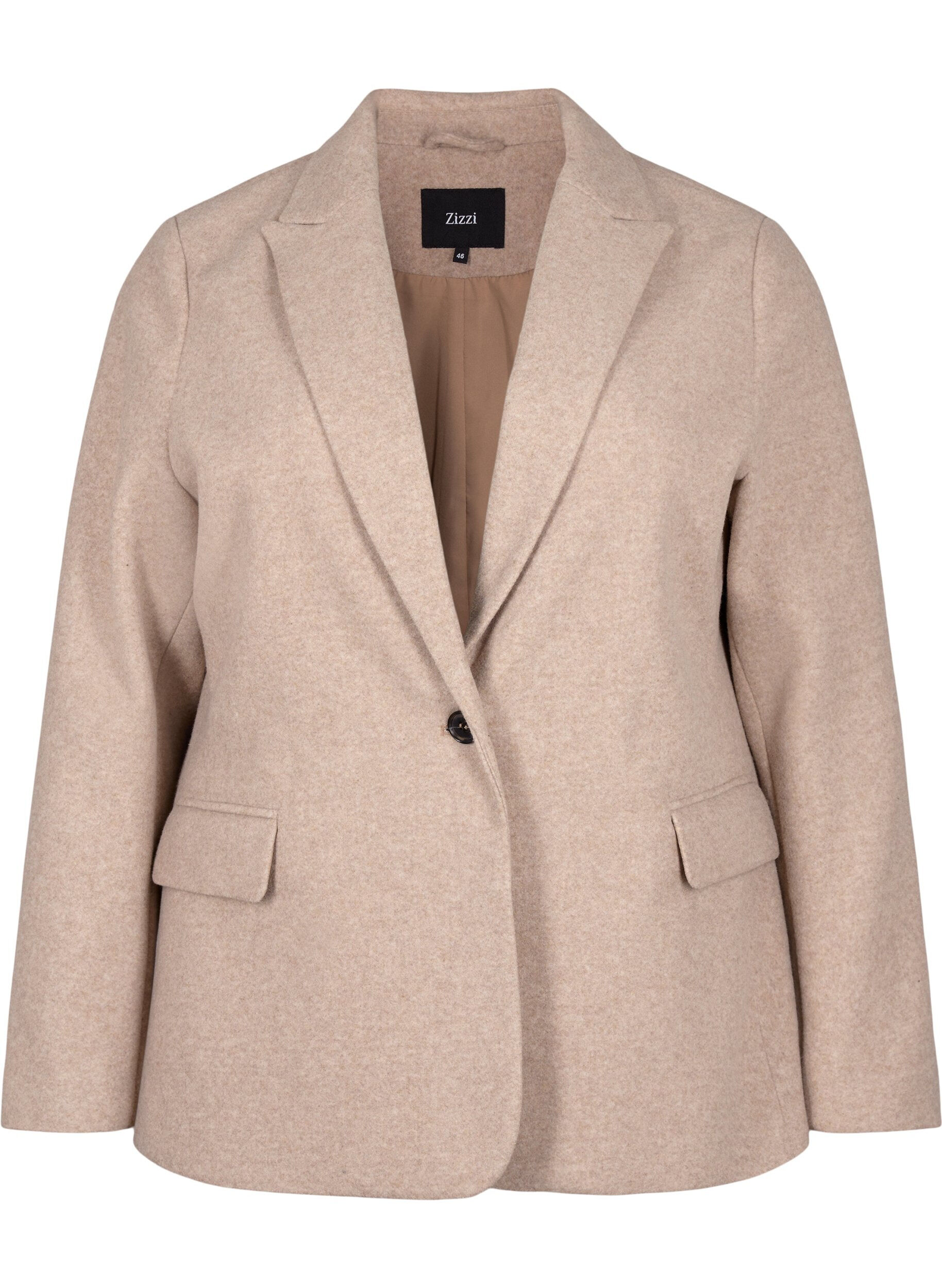 ZizziMelierter Blazer mit Schlitz, Pumice Stone Mel., Packshot image number 0
