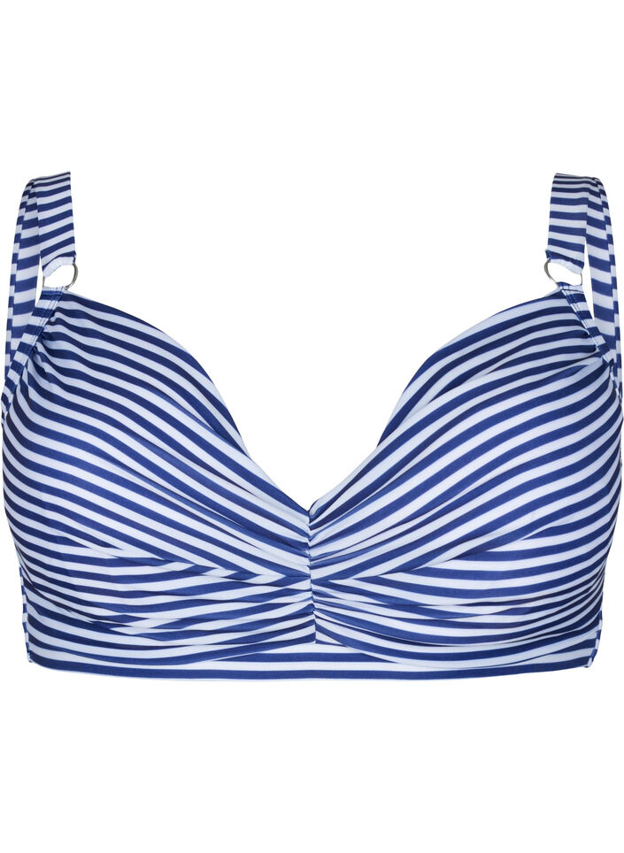 Bedruckter Bikini BH mit Bügel, Blue Striped, Packshot image number 0