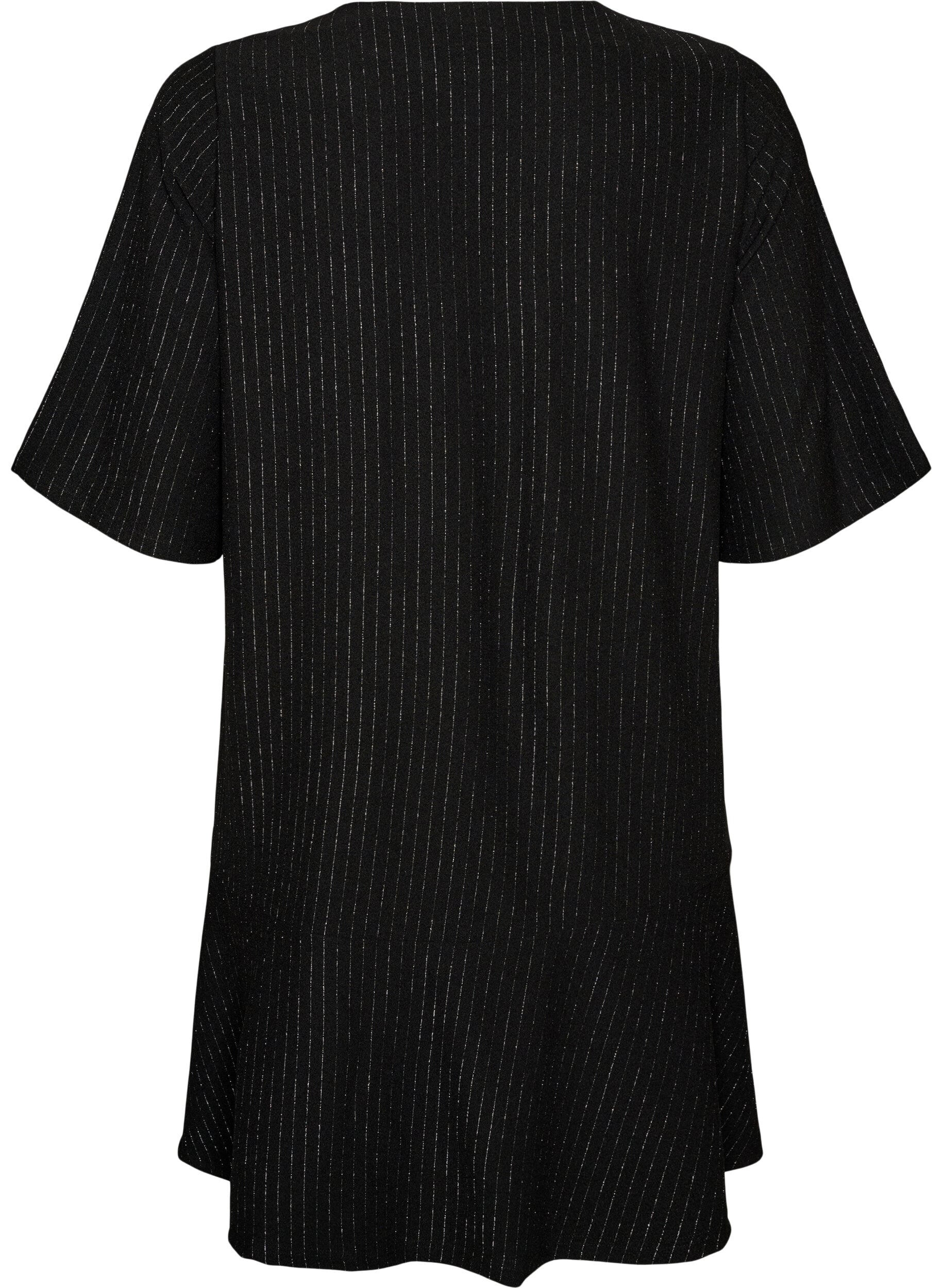 ZizziKurzes A-Linien-Kleid mit Glitzerstreifen, Schwarz, Packshot image number 1