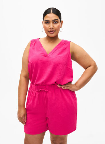 Kurze Hose mit Taschen und elastischem Bund, Pink Peacock, Model image number 0