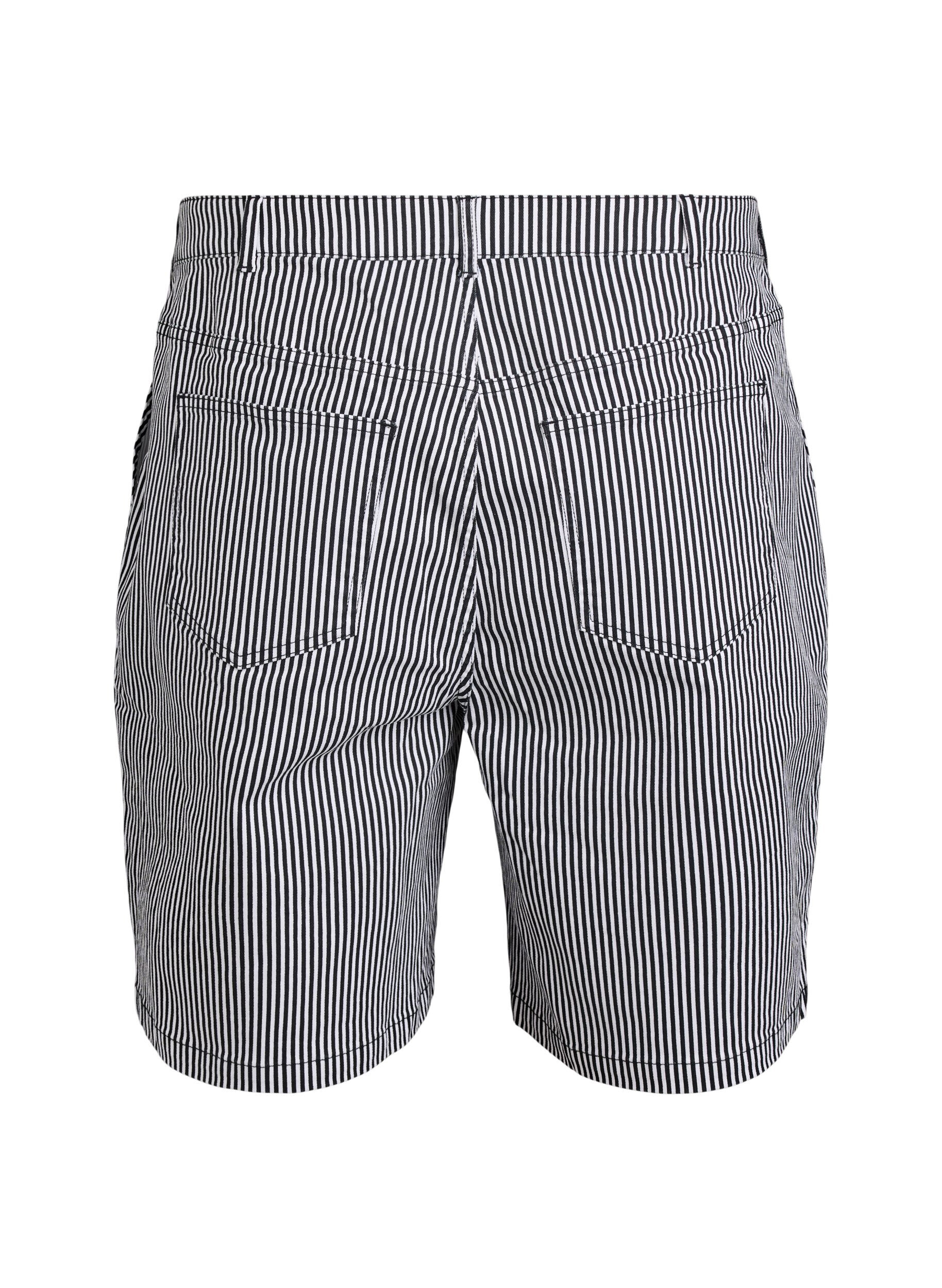 ZizziBermuda-Shorts mit hohem Bund und Streifenmuster, Schwarz, Packshot image number 1