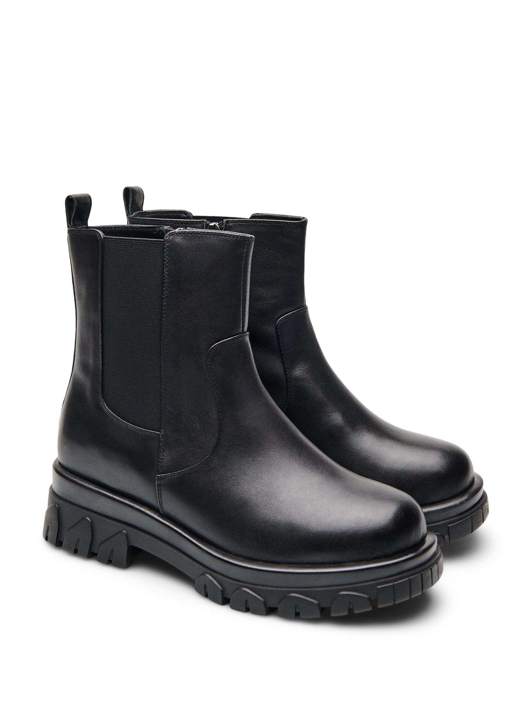 ZizziExtra-Weite - Chelsea Boots aus robustem Leder und Rei&szlig;verschluss, Schwarz, Packshot image number 1