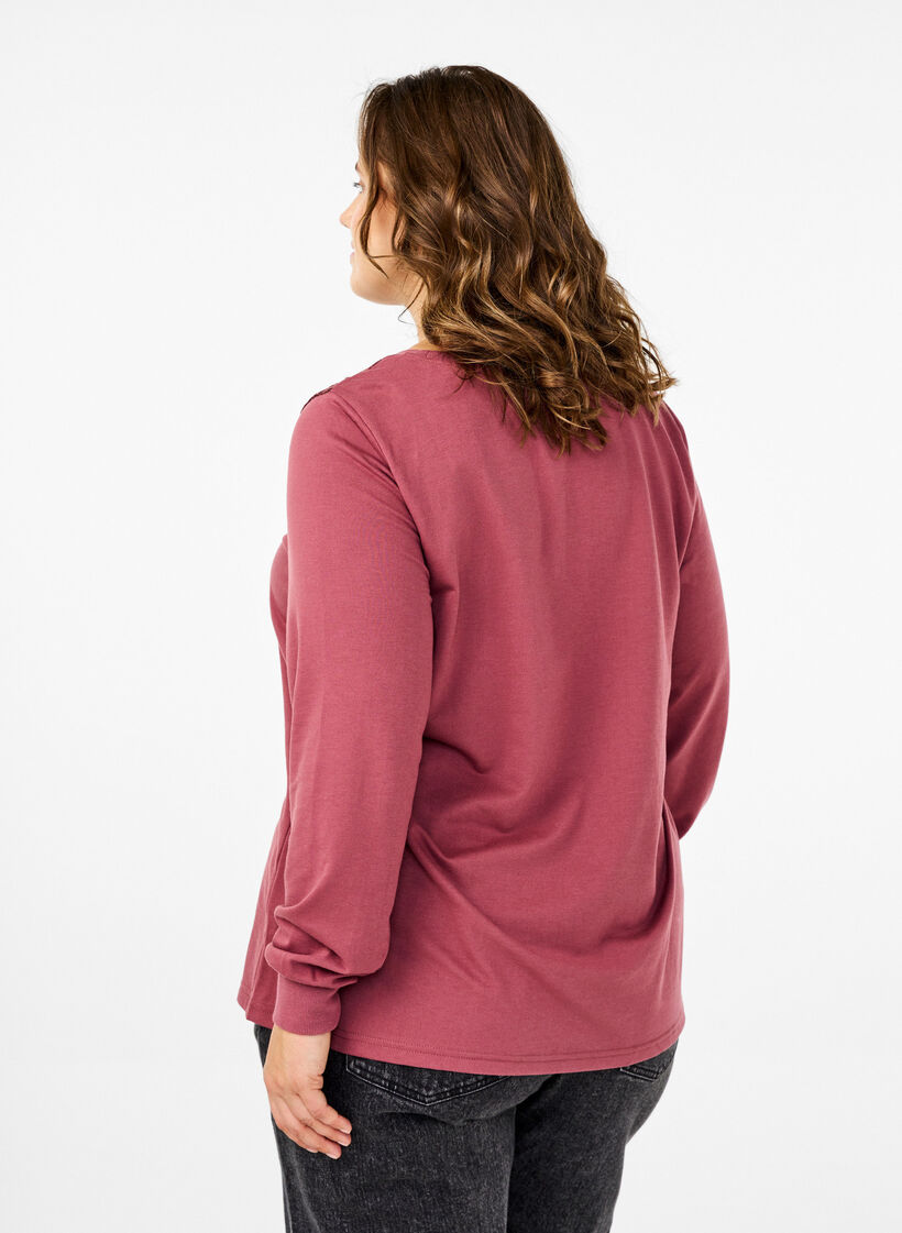 Sweatshirt mit Spitzendetails, Rose Brown, Model image number 1