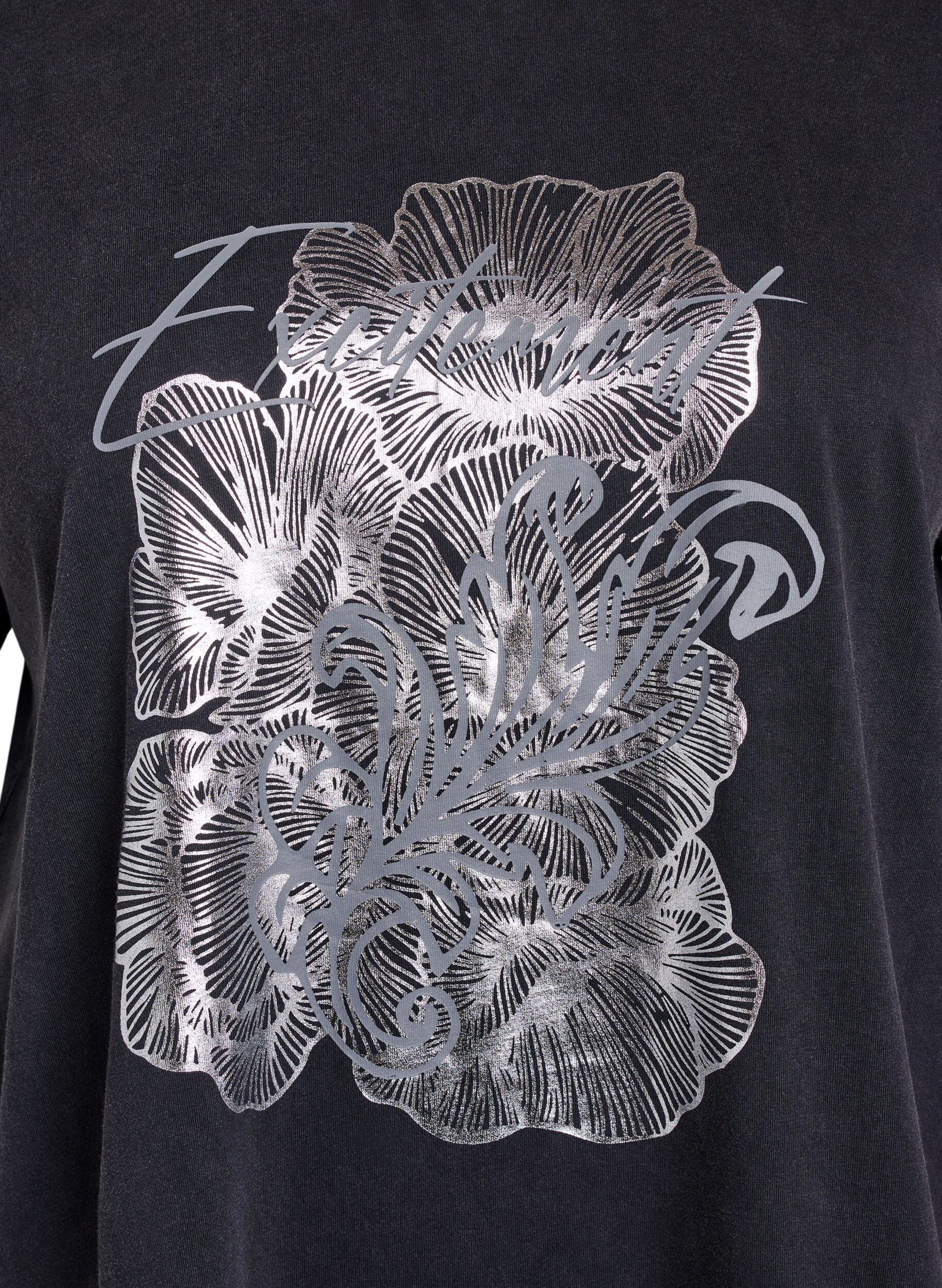 ZizziT-Shirt aus Bio-Baumwolle mit coolem Print, Grau, Packshot image number 2