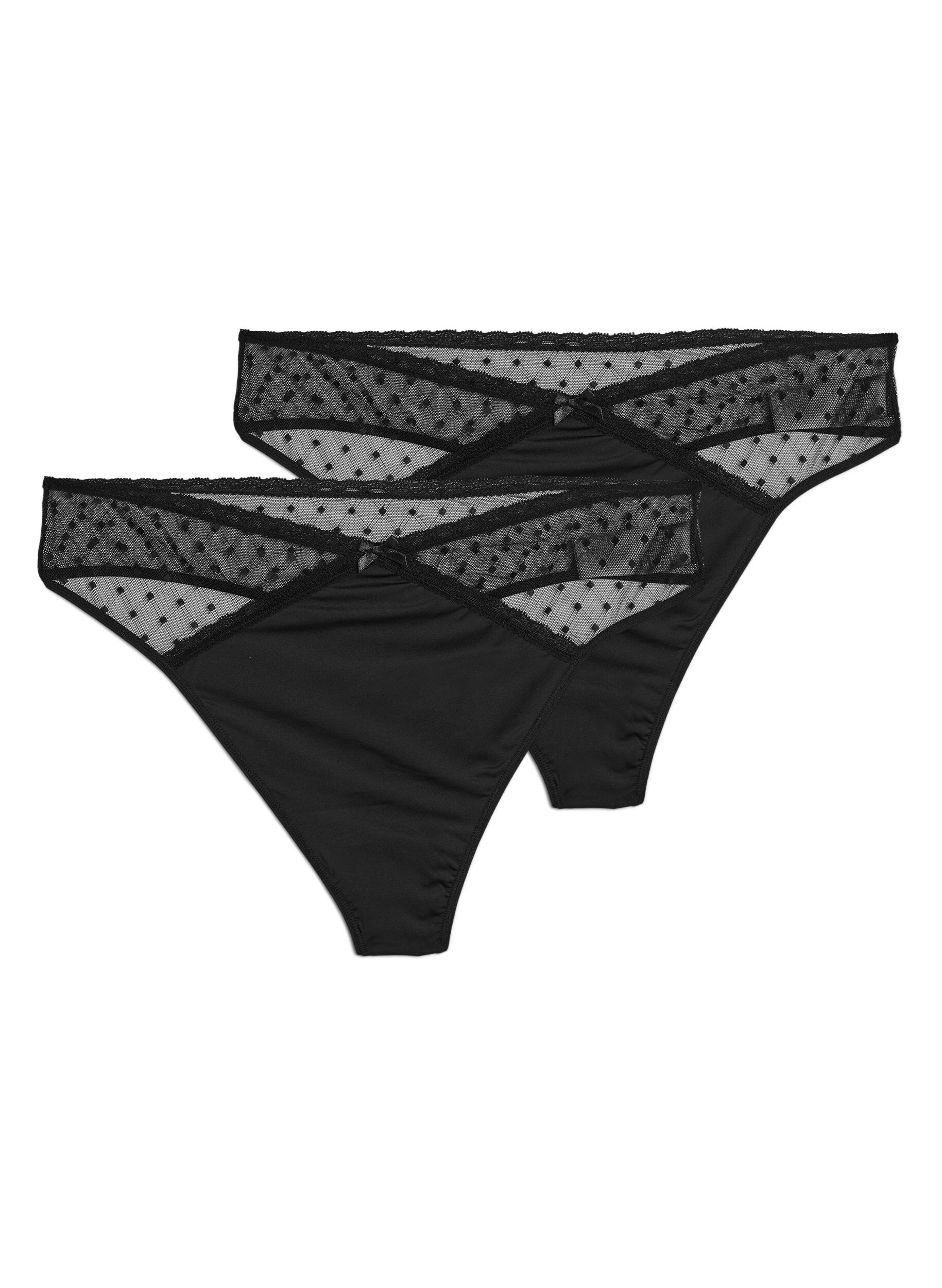 2er Pack Strings mit Mesh Schwarz Gr. 40 64 Zizzi