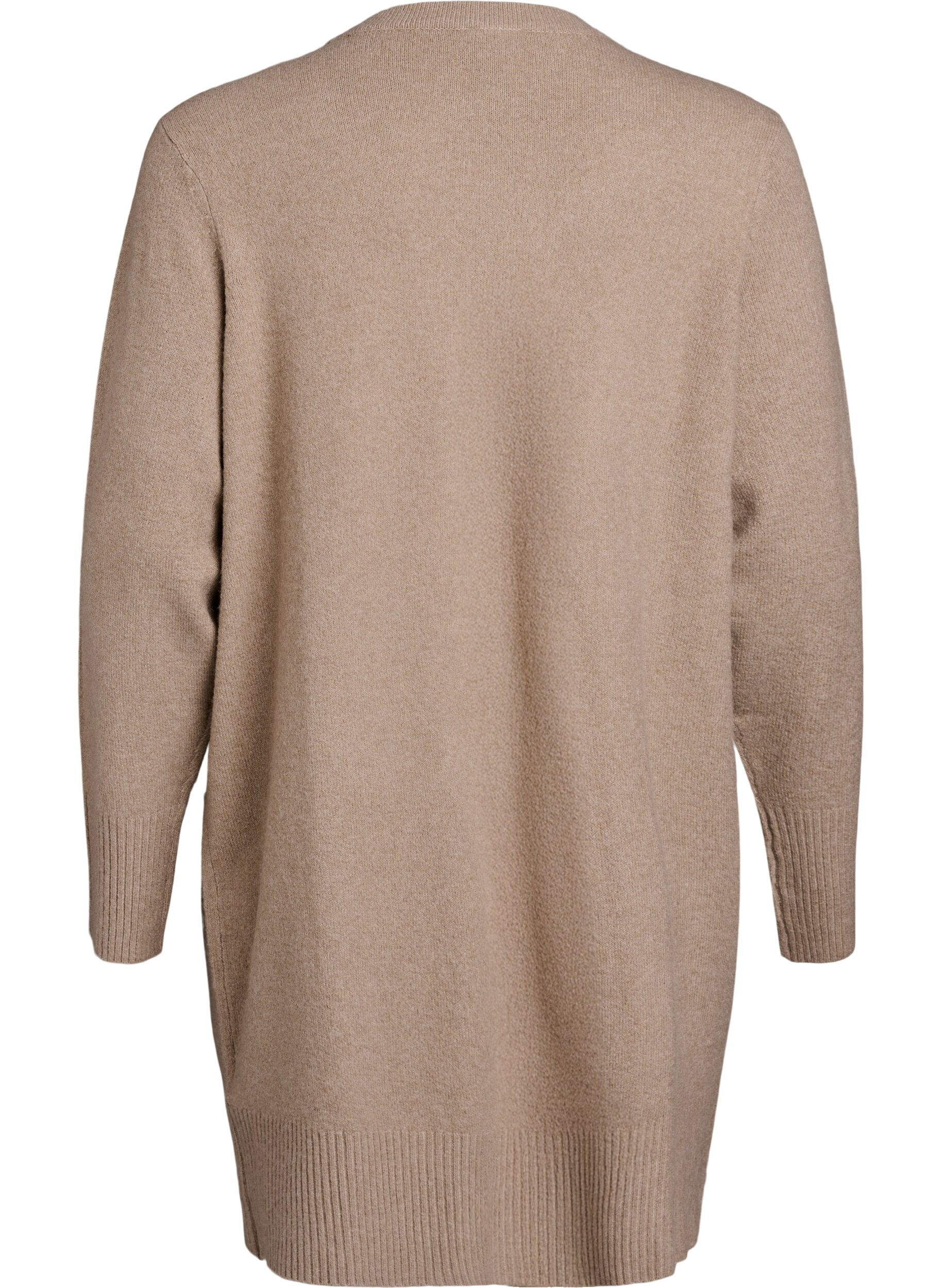ZizziStrickjacke mit Rippenstrick und Taschen, Beige, Packshot image number 1