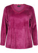 Veloursbluse mit V-Ausschnitt, Boysenberry, Packshot image number 0