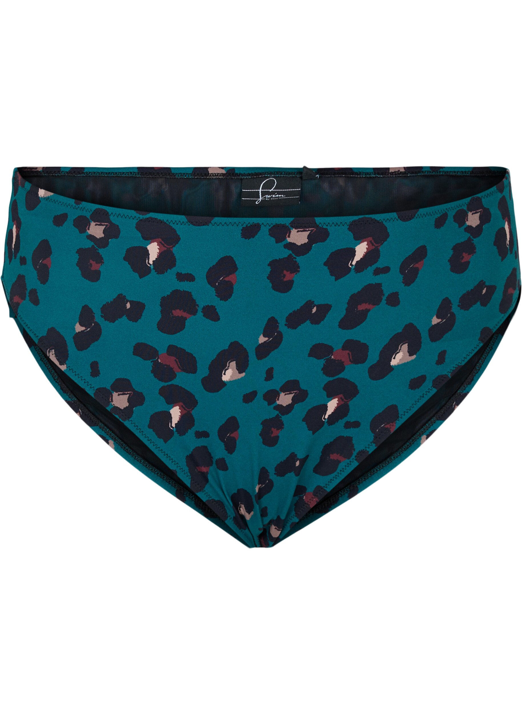 ZizziHochtaillierte Bikinihose, Teal Leopard, Packshot image number 0