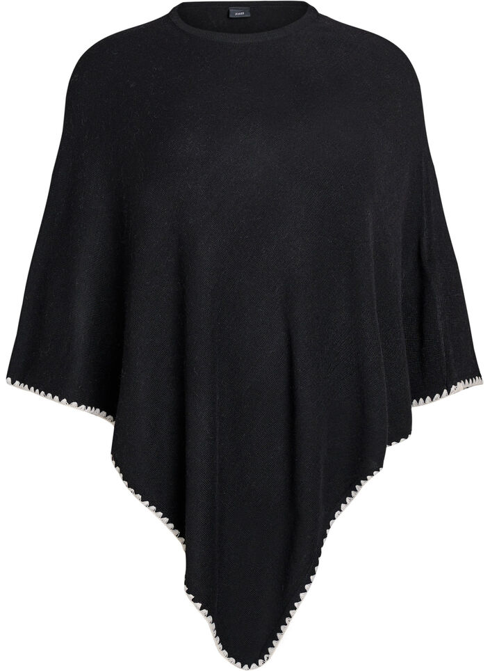Feinstrickponcho, Schwarz, Packshot image number 0