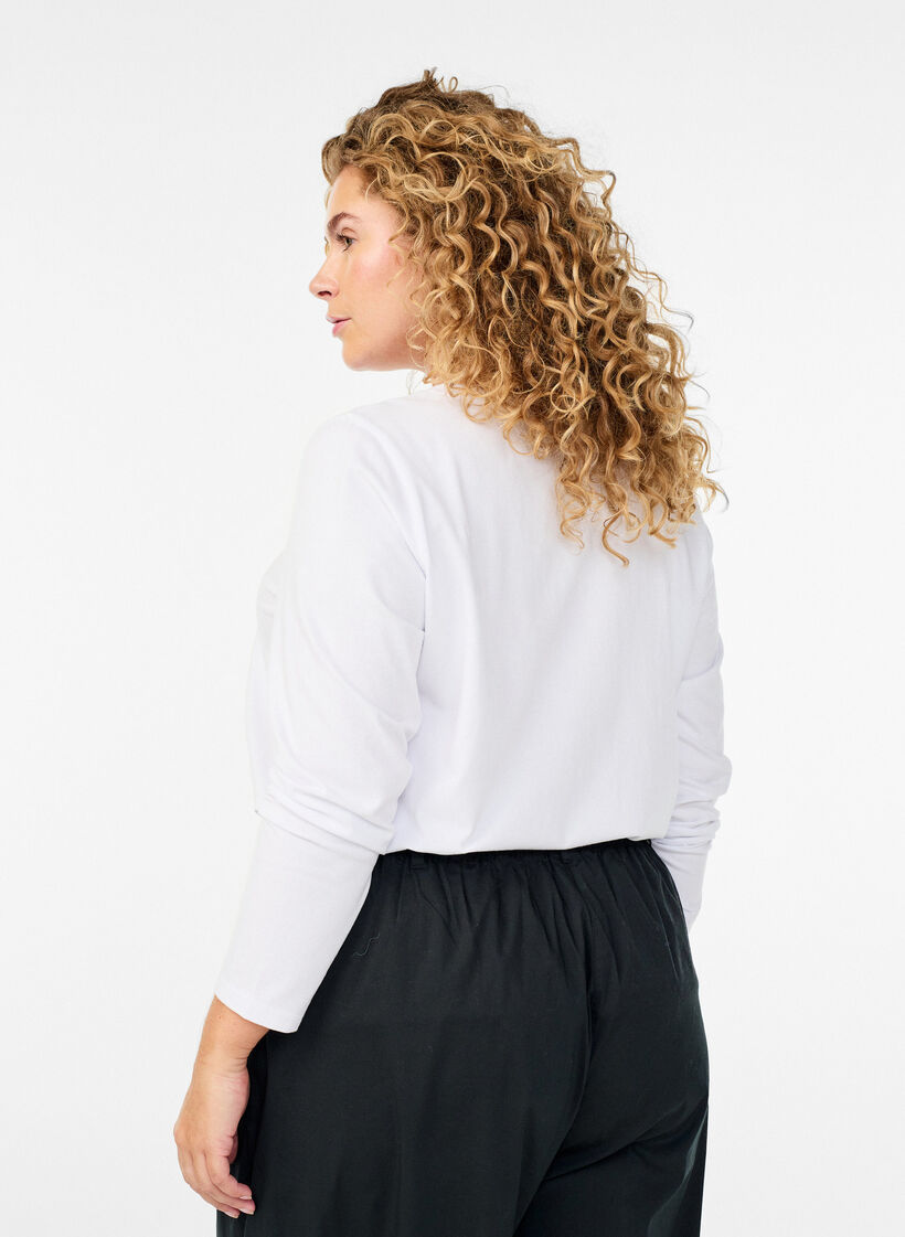 Basic Top aus Jersey mit langen Ärmeln, Weiß, Model image number 2