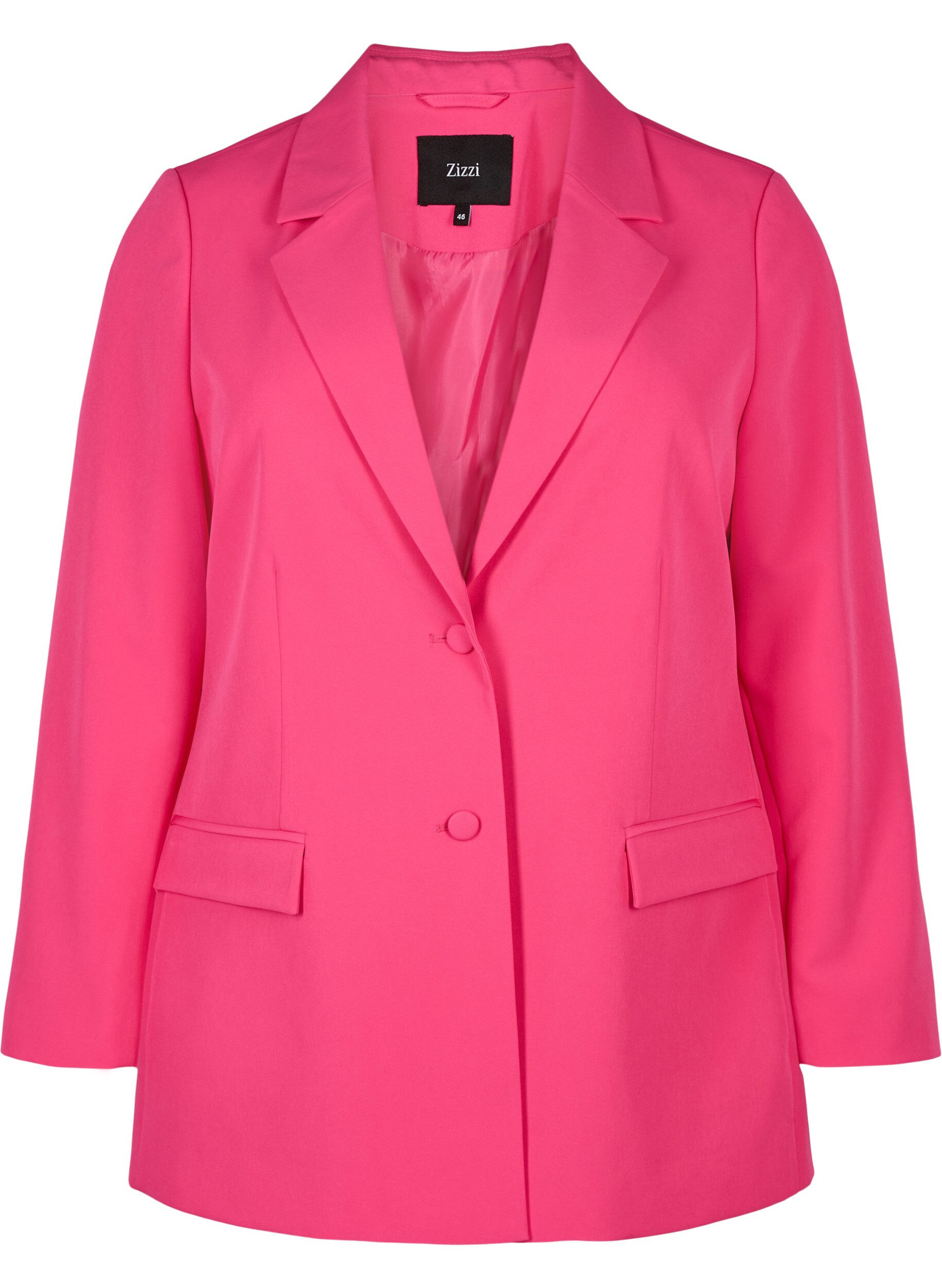 ZizziKlassischer Blazer mit Knopfverschluss, Pink Yarrow, Packshot image number 0