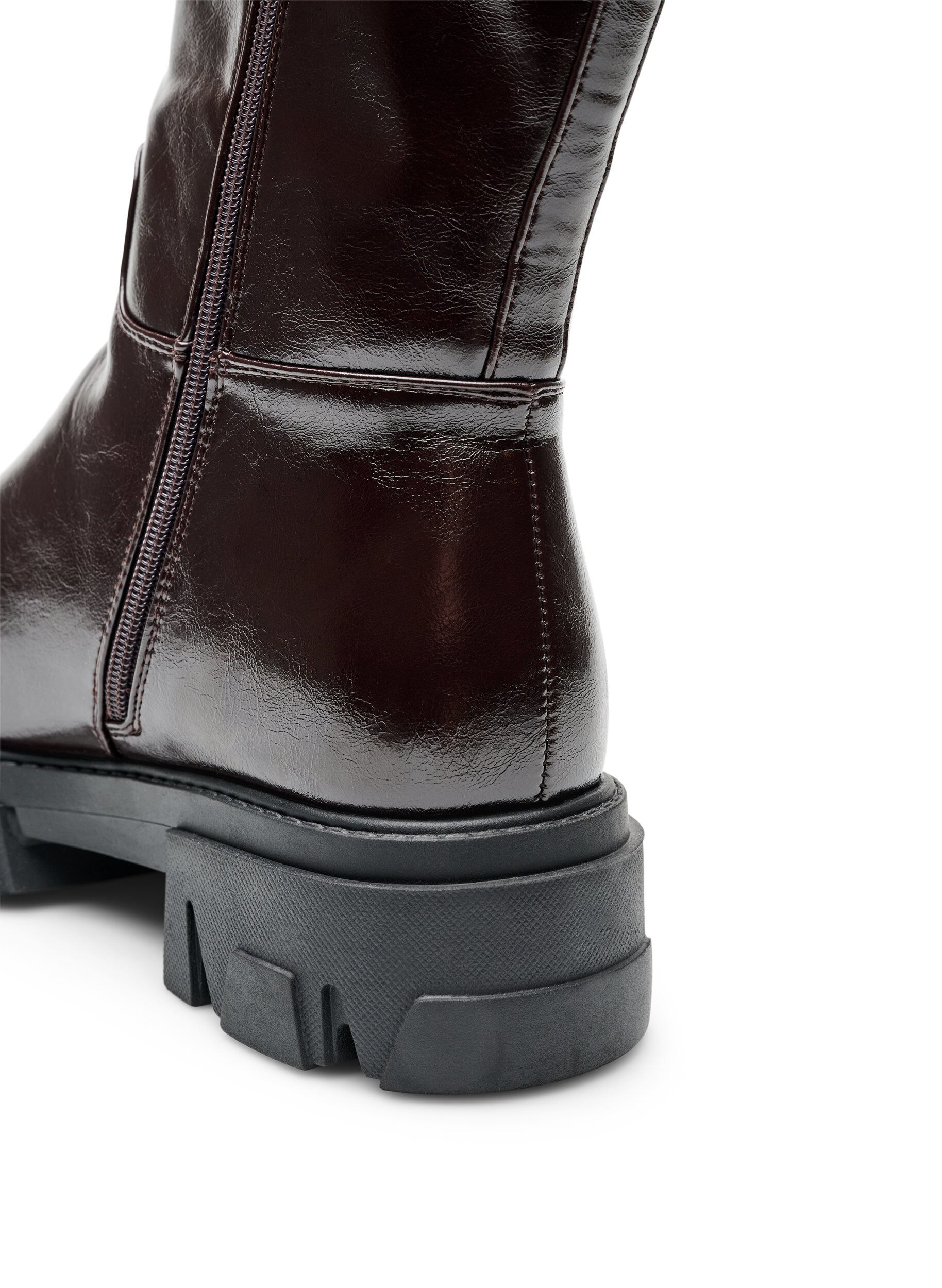 ZizziLangschaftstiefel mit leichter Knitteroptik, Braun, Packshot image number 3