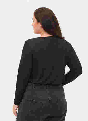 Bluse mit Cut-Out und langen Ärmeln, Black, Model image number 1